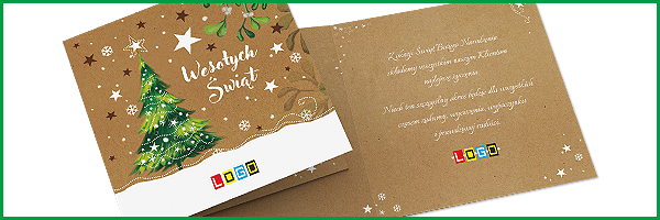 Kartki świąteczne EKO z LOGO - Kartki świąteczne drukowane na KRAFTLINER