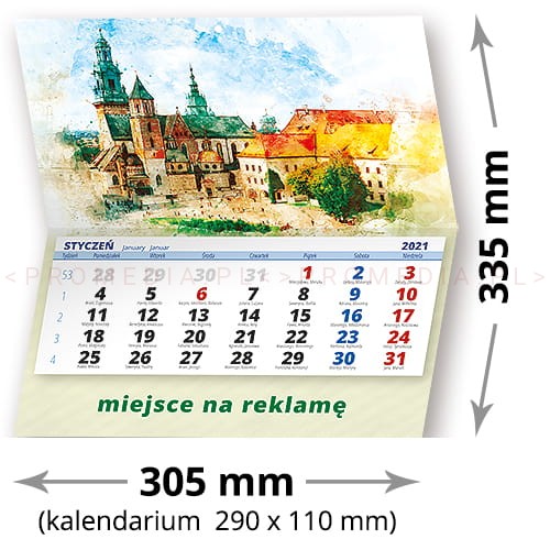 Kalendarze firmowe z logo - Kalendarz ŚCIENNY K1E