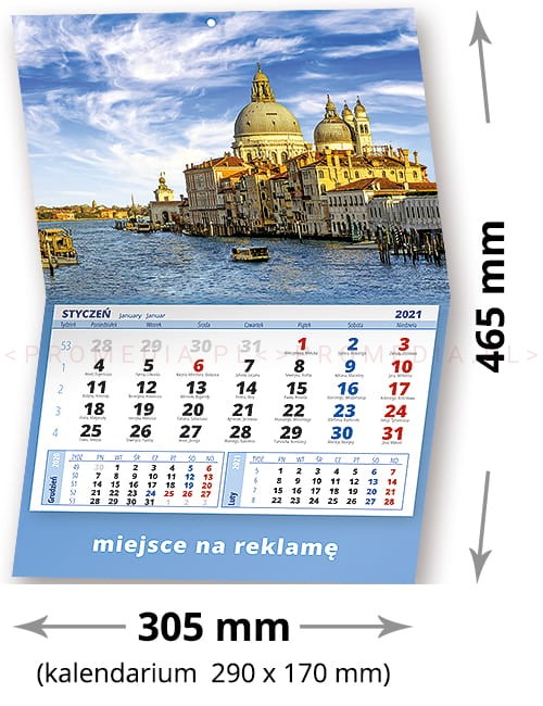 Kalendarze firmowe z logo - Kalendarz jednodzielny ŚCIENNY K1S