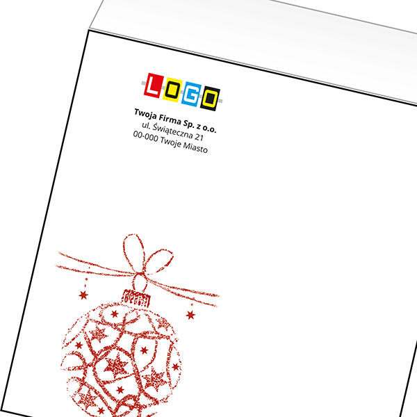 Koperta z LOGO - kartki świąteczne - karnet biznesowy BN4-001-p34 z LOGO - druk białym + CMYK