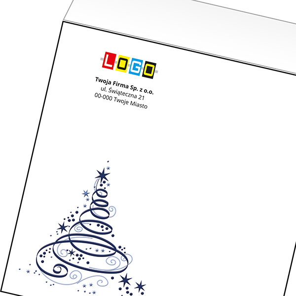 Koperta z LOGO - kartki świąteczne - karnet biznesowy BN4-005-p40 z LOGO - druk białym + CMYK