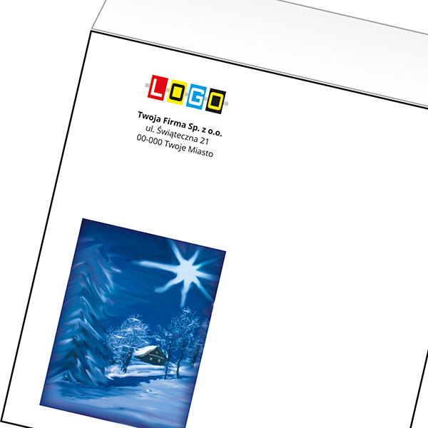 Koperta z LOGO - kartki świąteczne - karnet biznesowy BN4-018-p39 z LOGO - druk białym + CMYK