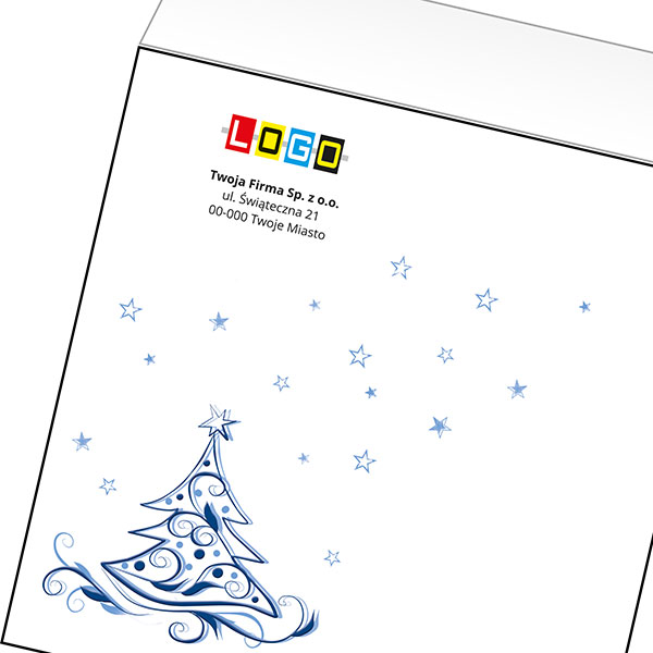 Koperta z LOGO - kartki świąteczne - karnet biznesowy BN4-019-p40 z LOGO - druk białym + CMYK