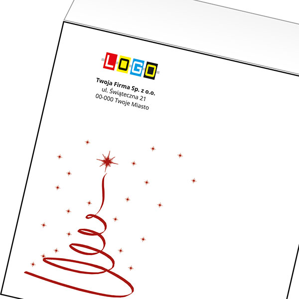 Koperta z LOGO - kartki świąteczne - karnet biznesowy BN4-020-p34 z LOGO - druk białym + CMYK