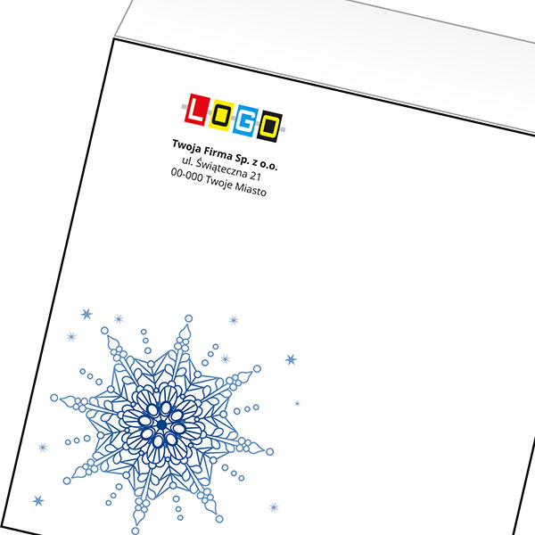 Koperta z LOGO - kartki świąteczne - karnet biznesowy BN4-022-p40 z LOGO - druk białym + CMYK