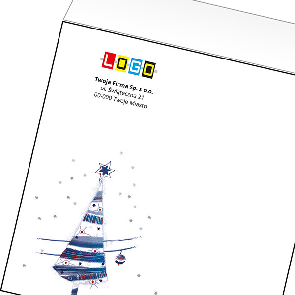 Koperta z LOGO - kartki świąteczne - karnet biznesowy BN4-028-p44 z LOGO - druk białym + CMYK