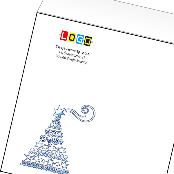 Koperta z LOGO - kartki świąteczne - karnet biznesowy BN4-036-p30 z LOGO - druk białym + CMYK