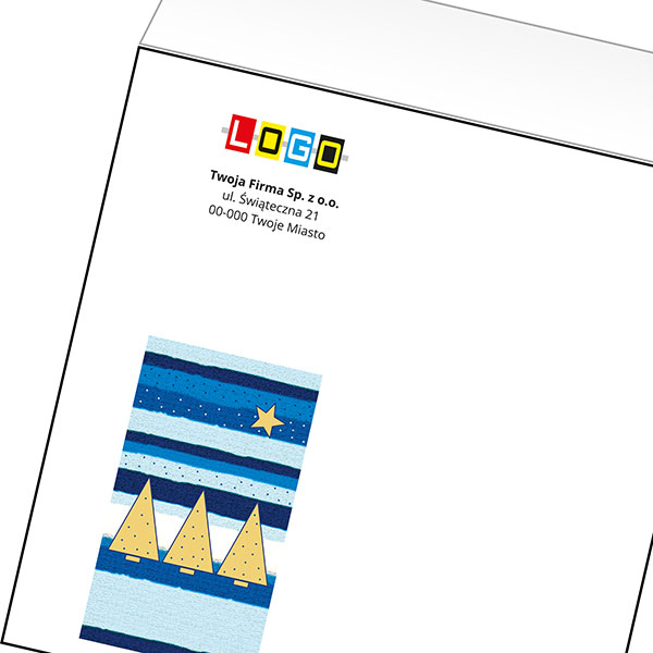 Koperta z LOGO - kartki świąteczne - karnet biznesowy BN4-045-p19 z LOGO - druk białym + CMYK