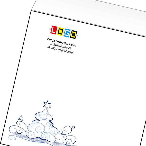 Koperta z LOGO - kartki świąteczne - karnet biznesowy BN4-056-p35 z LOGO - druk białym + CMYK