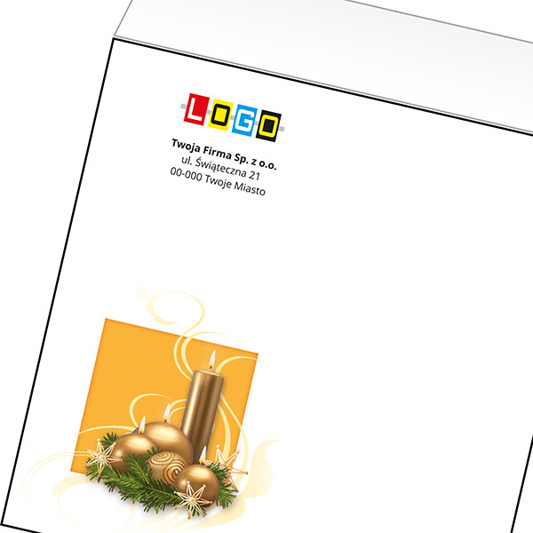 Koperta z LOGO - kartki świąteczne - karnet biznesowy BN4-082-p34 z LOGO - druk białym + CMYK