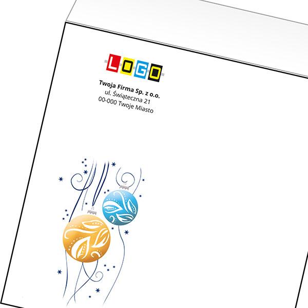 Koperta z LOGO - kartki świąteczne - karnet biznesowy BN4-107-p40 z LOGO - druk białym + CMYK