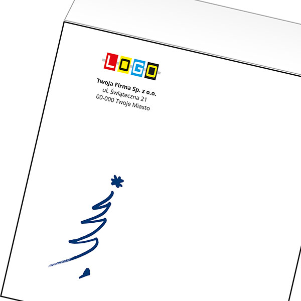 Koperta z LOGO - kartki świąteczne - karnet biznesowy BN4-112-p35 z LOGO - druk białym + CMYK