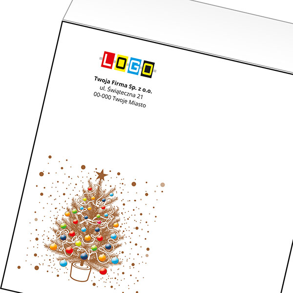 Koperta z LOGO - kartki świąteczne - karnet biznesowy BN4-375-p41 z LOGO - druk białym + CMYK