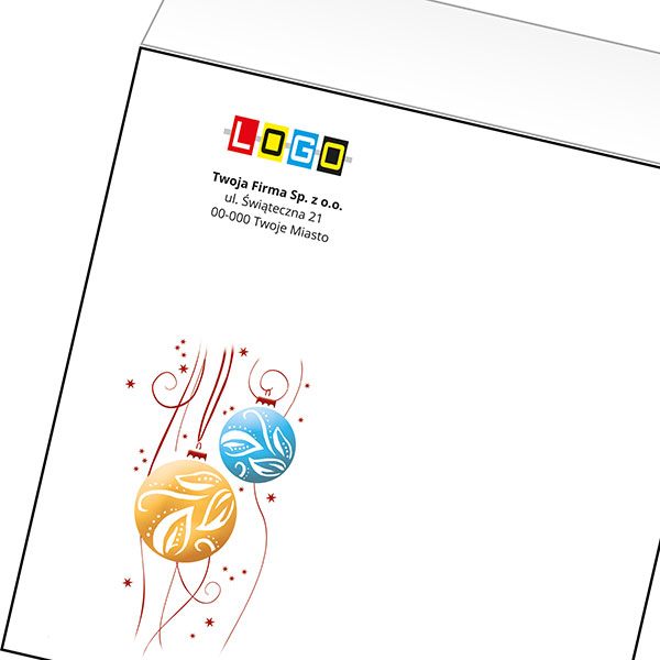 Koperta z LOGO - kartki świąteczne - karnet biznesowy BN4-397-p34 z LOGO - druk białym + CMYK