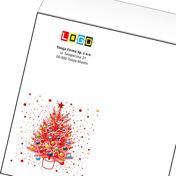 Koperta z LOGO - kartki świąteczne - karnet biznesowy BN4-403-p34 z LOGO - druk białym + CMYK