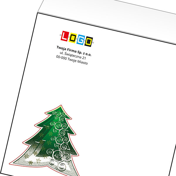 Koperta z LOGO - kartki świąteczne - karnet biznesowy BN4-404-p34 z LOGO - druk białym + CMYK