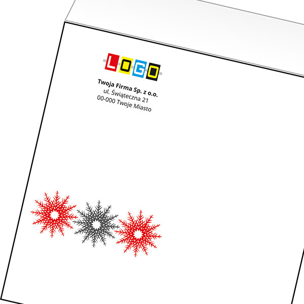 Koperta z LOGO - kartki świąteczne - karnet biznesowy BN4-406-p44 z LOGO - druk białym + CMYK