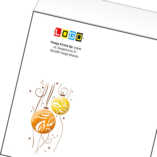 Koperta z LOGO - kartki świąteczne - karnet biznesowy BN4-407-p37 z LOGO - druk białym + CMYK