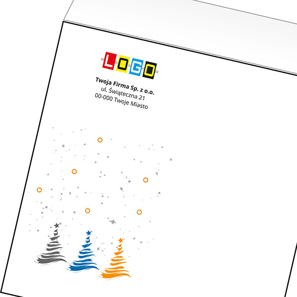 Koperta z LOGO - kartki świąteczne - karnet biznesowy BN4-409-p36 z LOGO - druk białym + CMYK