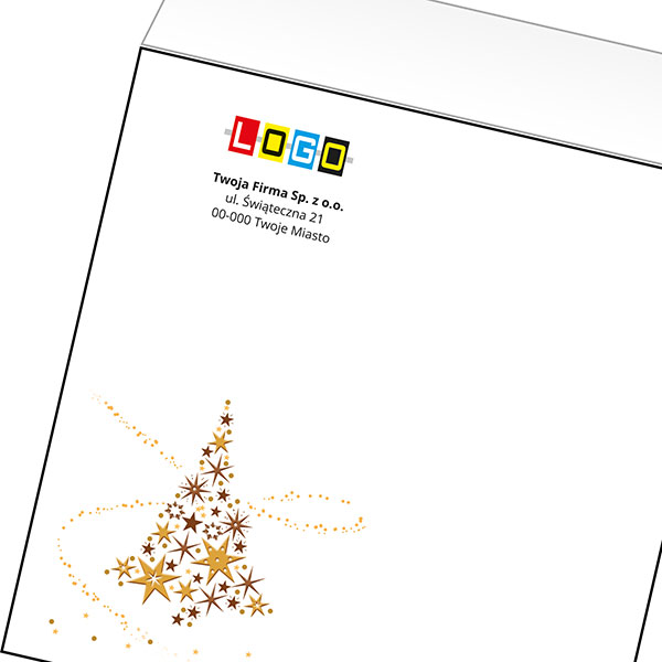Koperta z LOGO - kartki świąteczne - karnet biznesowy BN4-410-p37 z LOGO - druk białym + CMYK