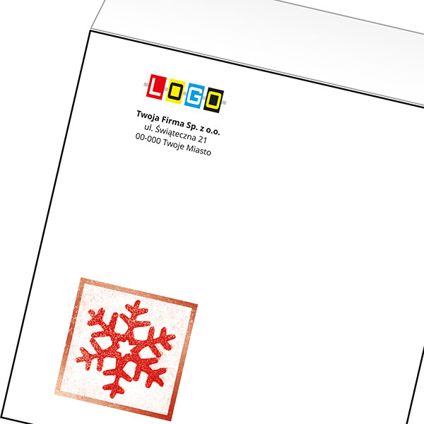 Koperta z LOGO - kartki świąteczne - karnet biznesowy BN4-411-p34 z LOGO - druk białym + CMYK