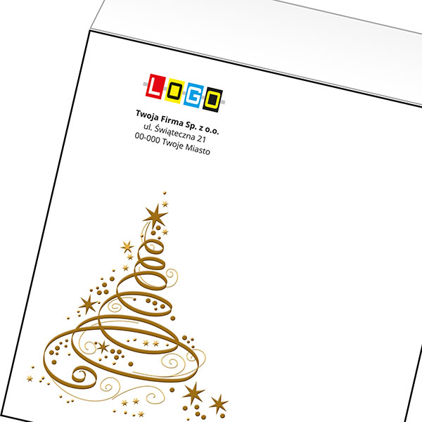 Koperta z LOGO - kartki świąteczne - karnet biznesowy BN4-415-p41 z LOGO - druk białym + CMYK