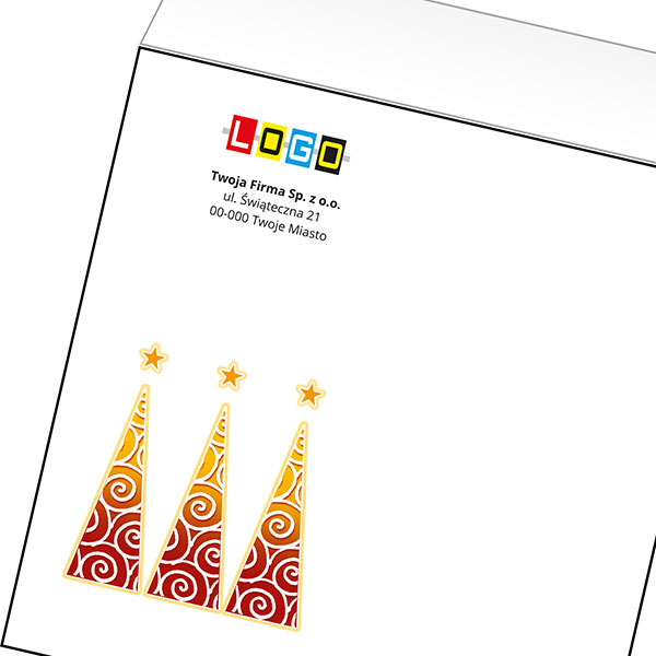 Koperta z LOGO - kartki świąteczne - karnet biznesowy BN4-419-p44 z LOGO - druk białym + CMYK