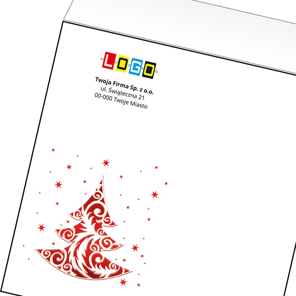 Koperta z LOGO - kartki świąteczne - karnet biznesowy BN4-421-p34 z LOGO - druk białym + CMYK