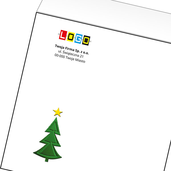Koperta z LOGO - kartki świąteczne - karnet biznesowy BN4-423-p52 z LOGO - druk białym + CMYK