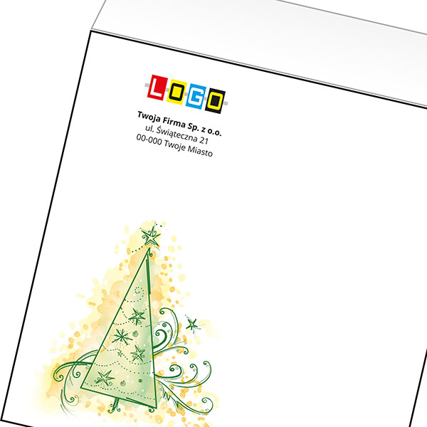 Koperta z LOGO - kartki świąteczne - karnet biznesowy BN4-424-p52 z LOGO - druk białym + CMYK