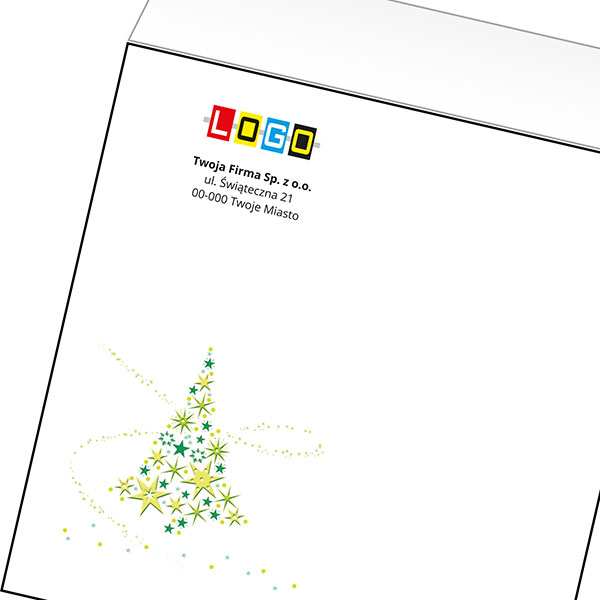 Koperta z LOGO - kartki świąteczne - karnet biznesowy BN4-425-p52 z LOGO - druk białym + CMYK
