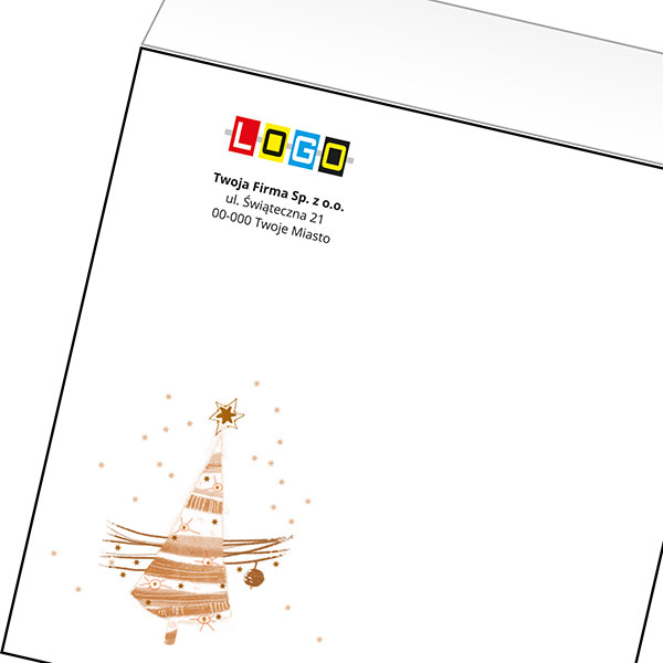 Koperta z LOGO - kartki świąteczne - karnet biznesowy BN4-429-p41 z LOGO - druk białym + CMYK