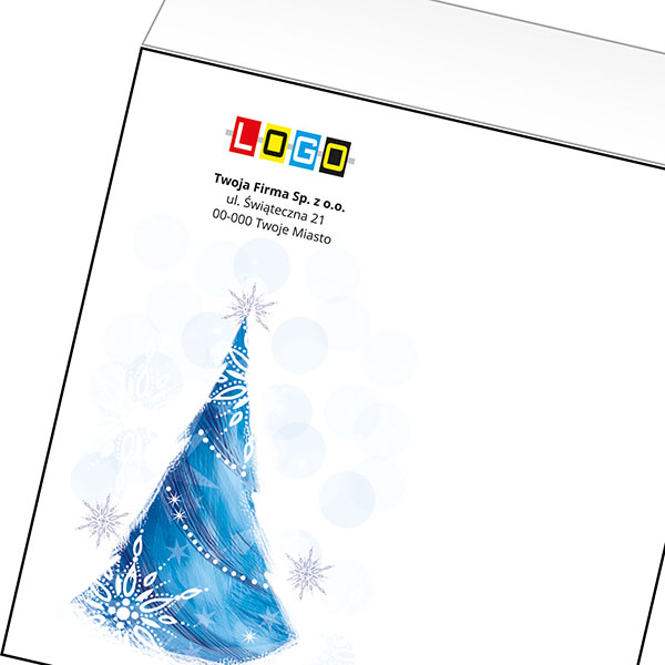 Koperta z LOGO - kartki świąteczne - karnet biznesowy BN4-430-p30 z LOGO - druk białym + CMYK