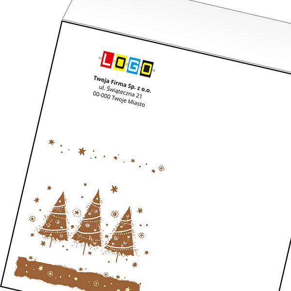 Koperta z LOGO - kartki świąteczne - karnet biznesowy BN4-431-p37 z LOGO - druk białym + CMYK