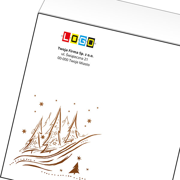 Koperta z LOGO - kartki świąteczne - karnet biznesowy BN4-433-p41 z LOGO - druk białym + CMYK