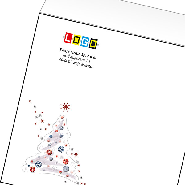 Koperta z LOGO - kartki świąteczne - karnet biznesowy BN4-434-p16 z LOGO - druk białym + CMYK