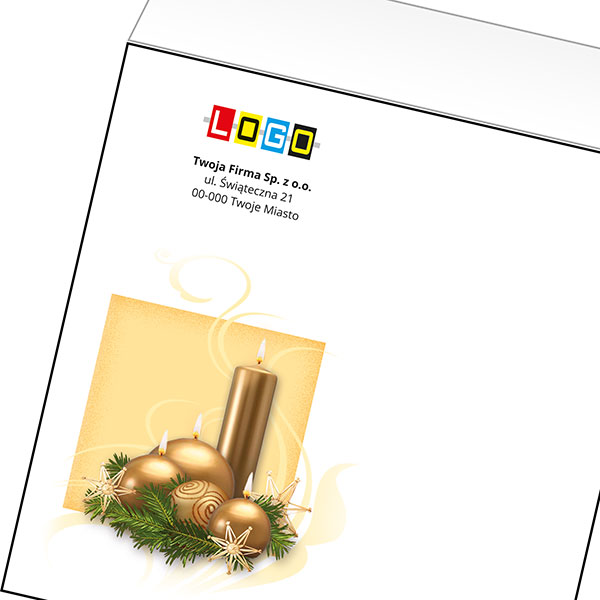 Koperta z LOGO - kartki świąteczne - karnet biznesowy BN4-435-p37 z LOGO - druk białym + CMYK