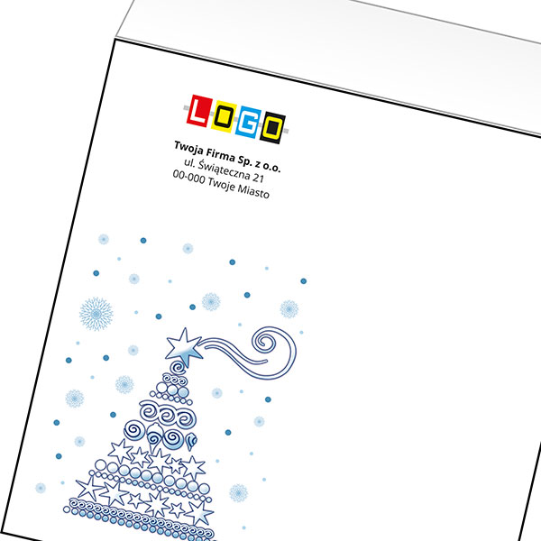 Koperta z LOGO - kartki świąteczne - karnet biznesowy BN4-438-p39 z LOGO - druk białym + CMYK