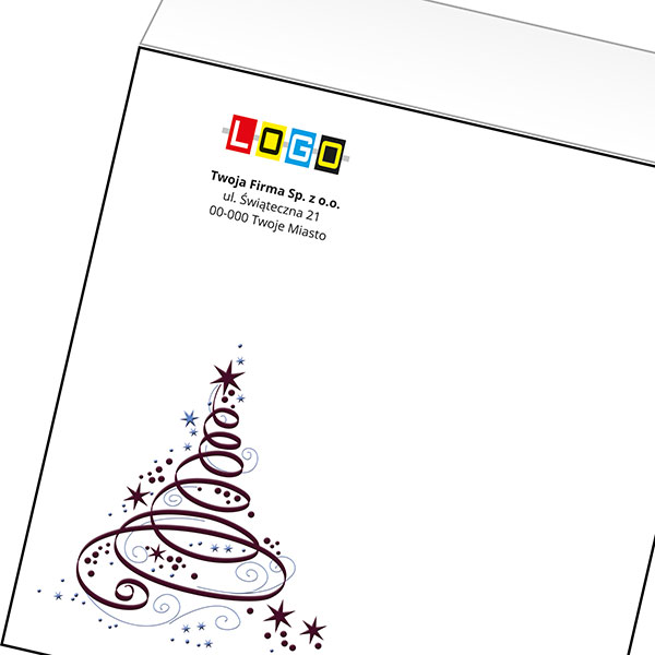 Koperta z LOGO - kartki świąteczne - karnet biznesowy BN4-439-p60 z LOGO - druk białym + CMYK