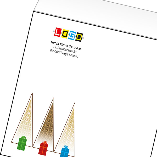 Koperta z LOGO - kartki świąteczne - karnet biznesowy BN4-449-p37 z LOGO - druk białym + CMYK
