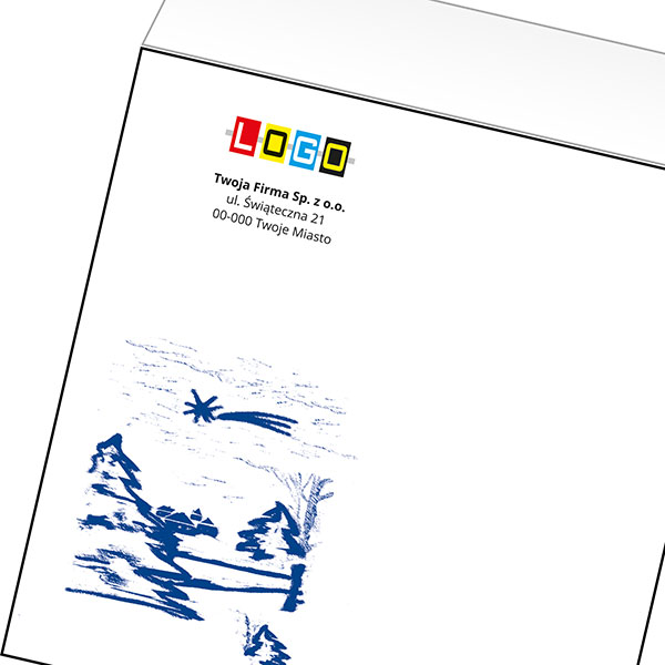 Koperta z LOGO - kartki świąteczne - karnet biznesowy BN4-451-p35 z LOGO - druk białym + CMYK