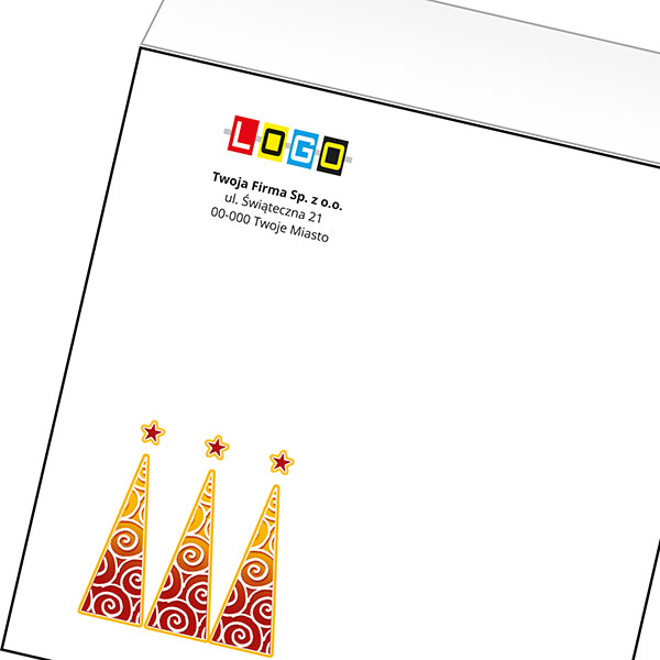 Koperta z LOGO - kartki świąteczne - karnet biznesowy BN4-458-p37 z LOGO - druk białym + CMYK