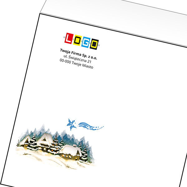 Koperta z LOGO - kartki świąteczne - karnet biznesowy BN4-471-p35 z LOGO - druk białym + CMYK