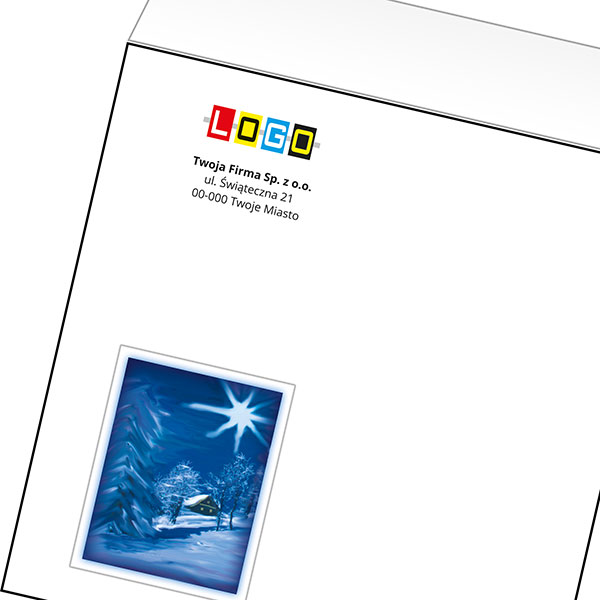 Koperta z LOGO - kartki świąteczne - karnet biznesowy BN4-472-p16 z LOGO - druk białym + CMYK