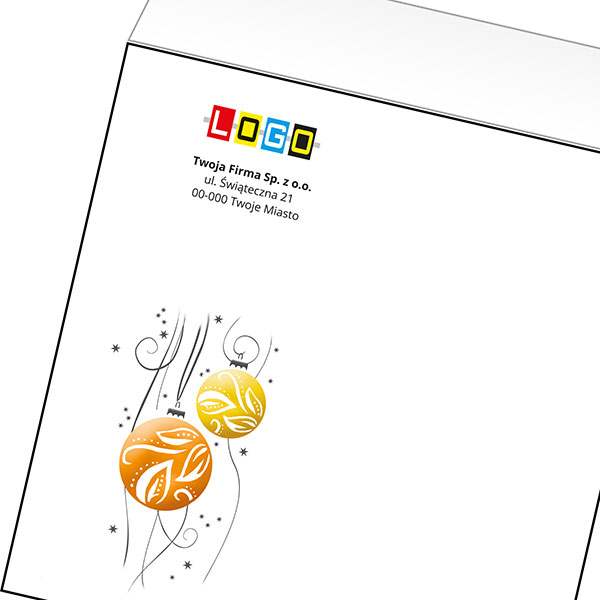 Koperta z LOGO - kartki świąteczne - karnet biznesowy BN4-474-p44 z LOGO - druk białym + CMYK