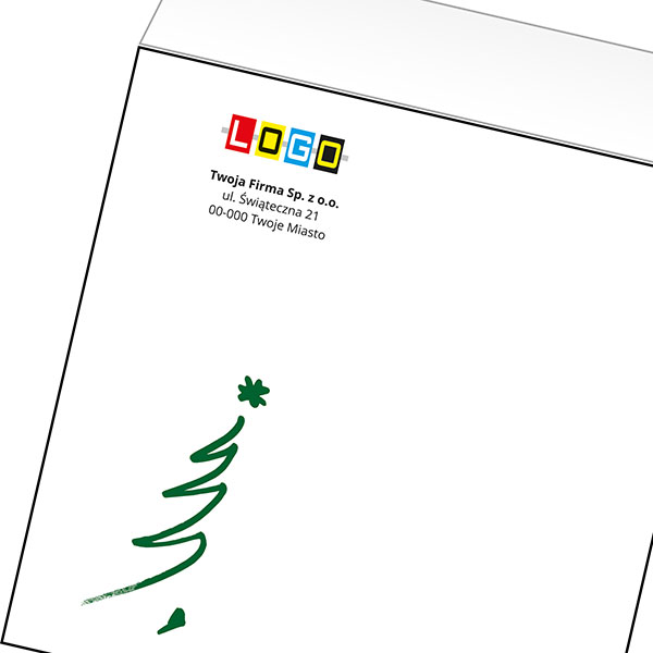 Koperta z LOGO - kartki świąteczne - karnet biznesowy BN4-475-p52 z LOGO - druk białym + CMYK