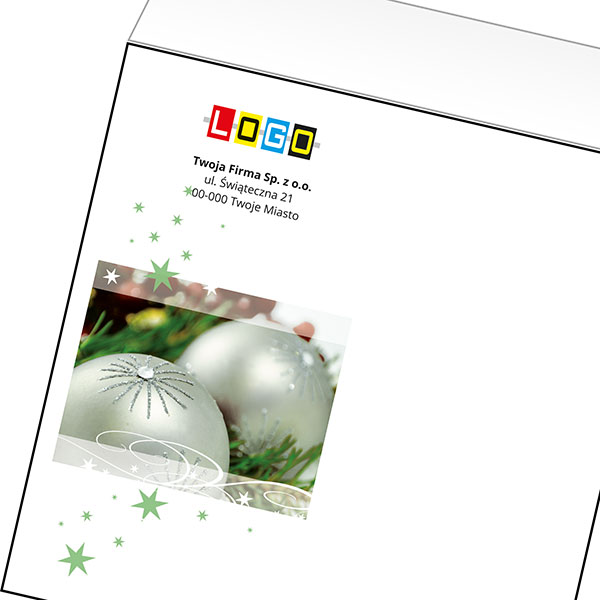 Koperta z LOGO - kartki świąteczne - karnet biznesowy BN4-477-p52 z LOGO - druk białym + CMYK