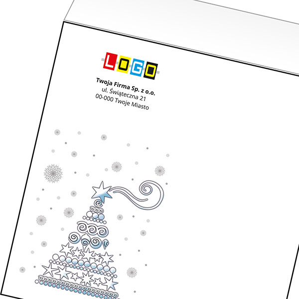 Koperta z LOGO - kartki świąteczne - karnet biznesowy BN4-478-p44 z LOGO - druk białym + CMYK