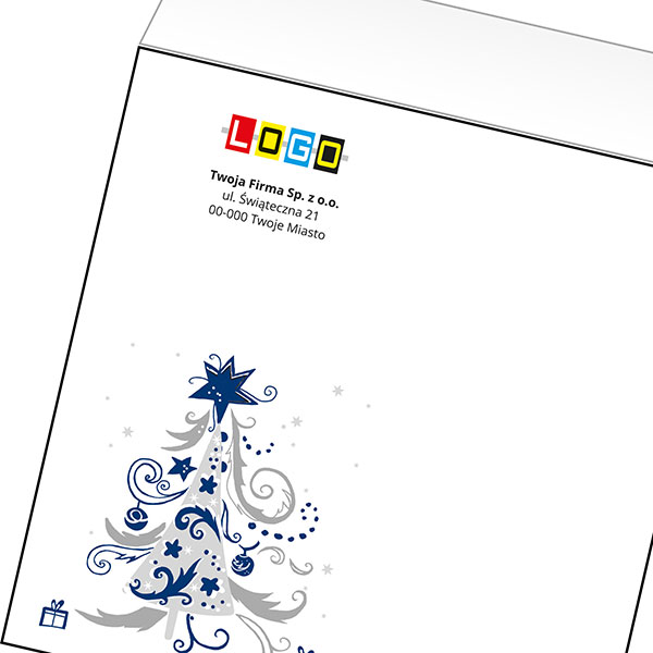 Koperta z LOGO - kartki świąteczne - karnet biznesowy BN4-480-p44 z LOGO - druk białym + CMYK
