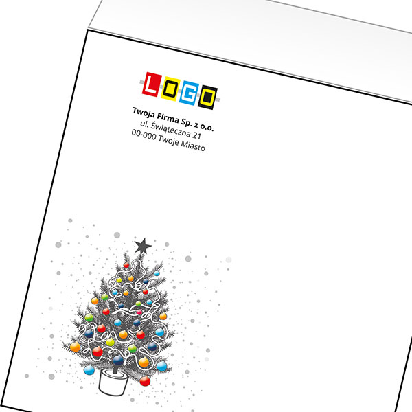 Koperta z LOGO - kartki świąteczne - karnet biznesowy BN4-482-p44 z LOGO - druk białym + CMYK